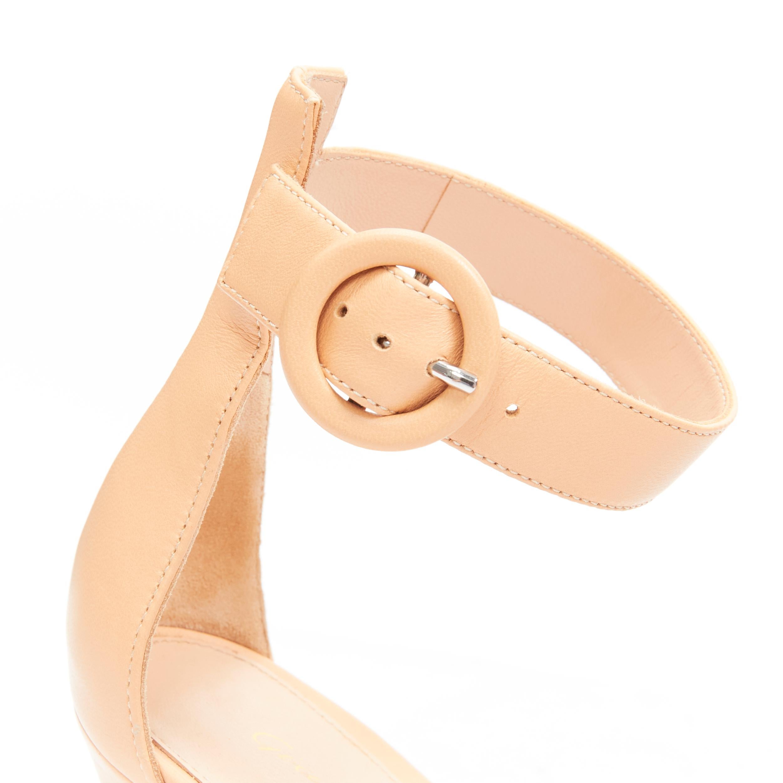 GIANVITO ROSSI nude leather adjustable round buckle strappy high sandals EU37 For Sale 4