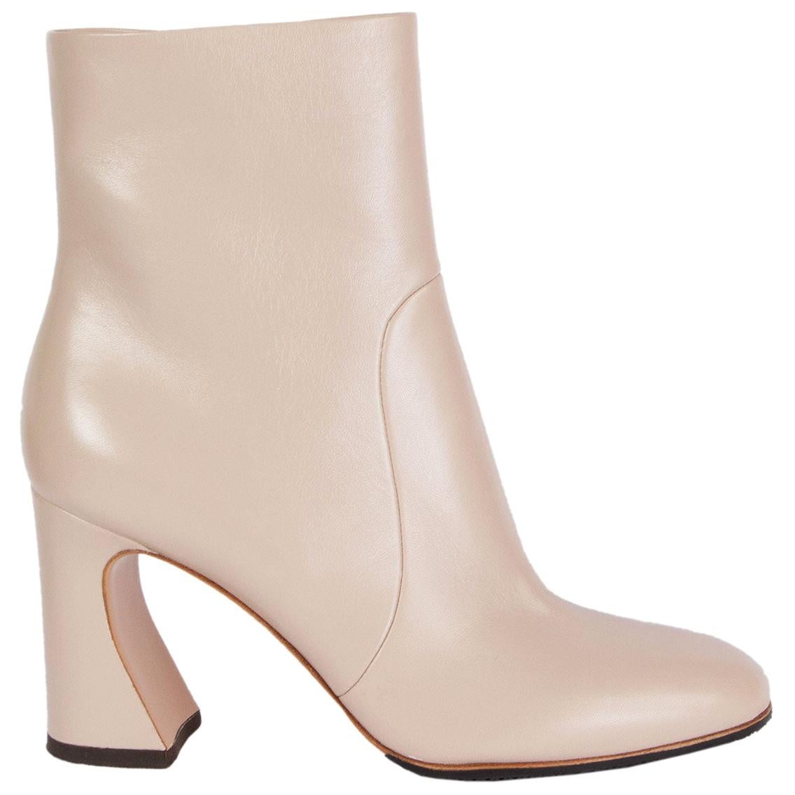 GIANVITO ROSSI nude leather CURVE 85 Ankle Boots Shoes 38.5