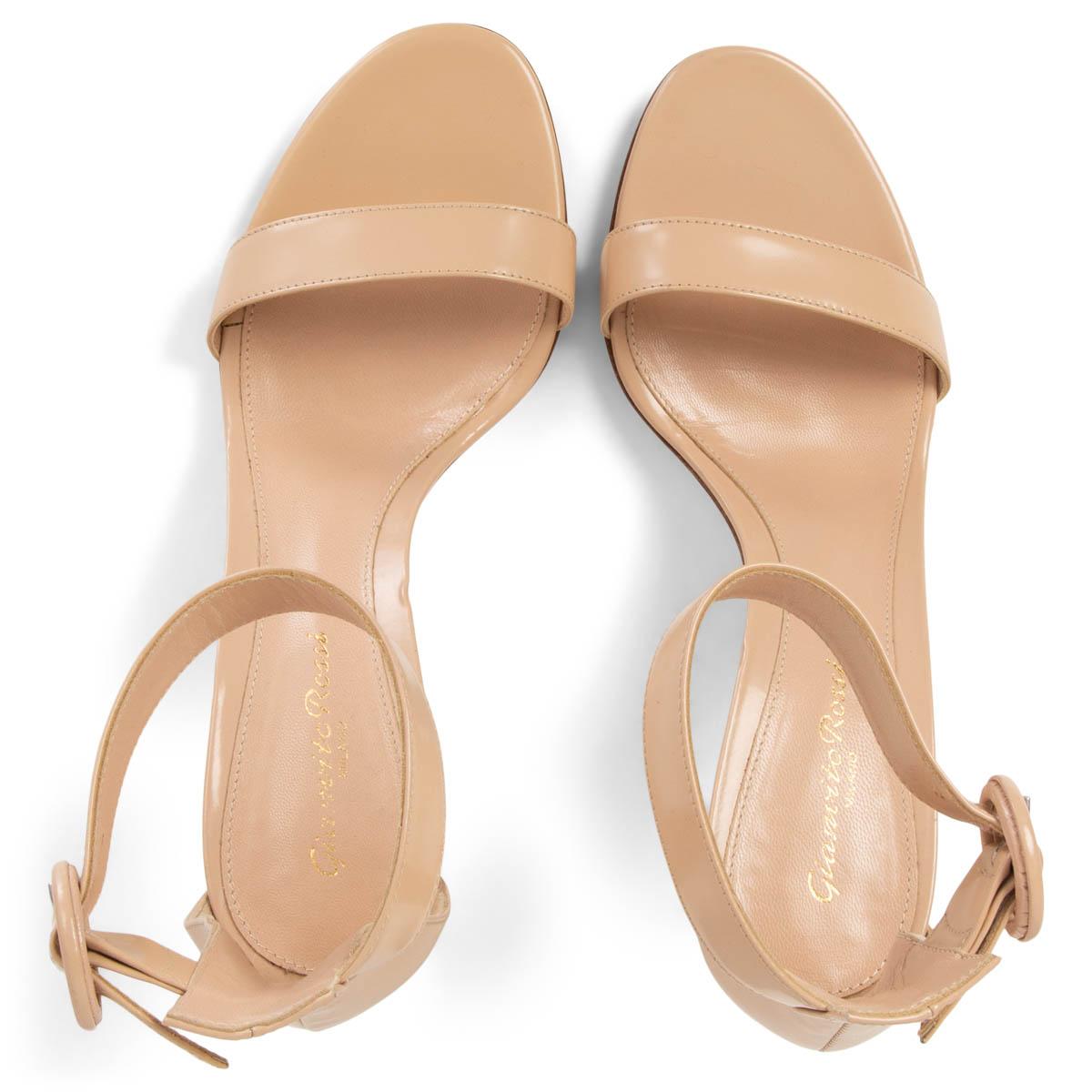 GIANVITO ROSSI nude leather PORTOFINO 85 Sandals Shoes 38 In Excellent Condition In Zürich, CH