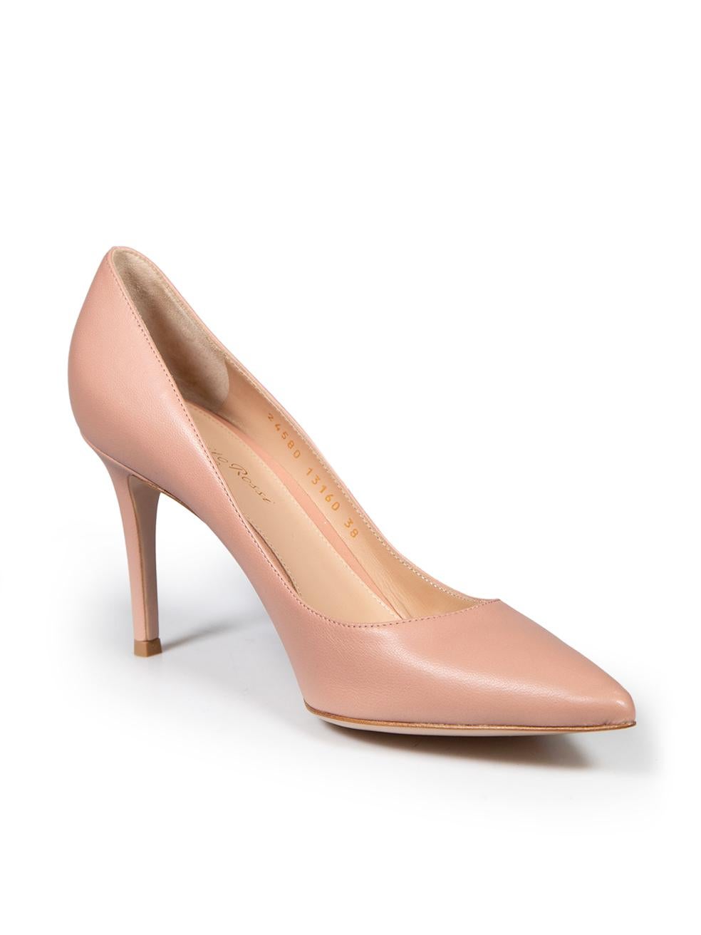 CONDITION is Very good. Minimal wear to shoes is evident. Minimal scratches on both heels and a indent on the front of the left shoe. Marks seen on the sides of both shoes on this used Gianvito Rossi designer resale item.
 
 
 
 Details
 
 
 Nude