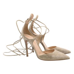 Gianvito Rossi Nude Suede Lace-Up Pumps SIZE 39	