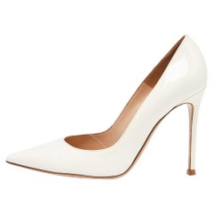 Gianvito Rossi Off White Patent Leather Pointed Toe Pumps Size 37.5