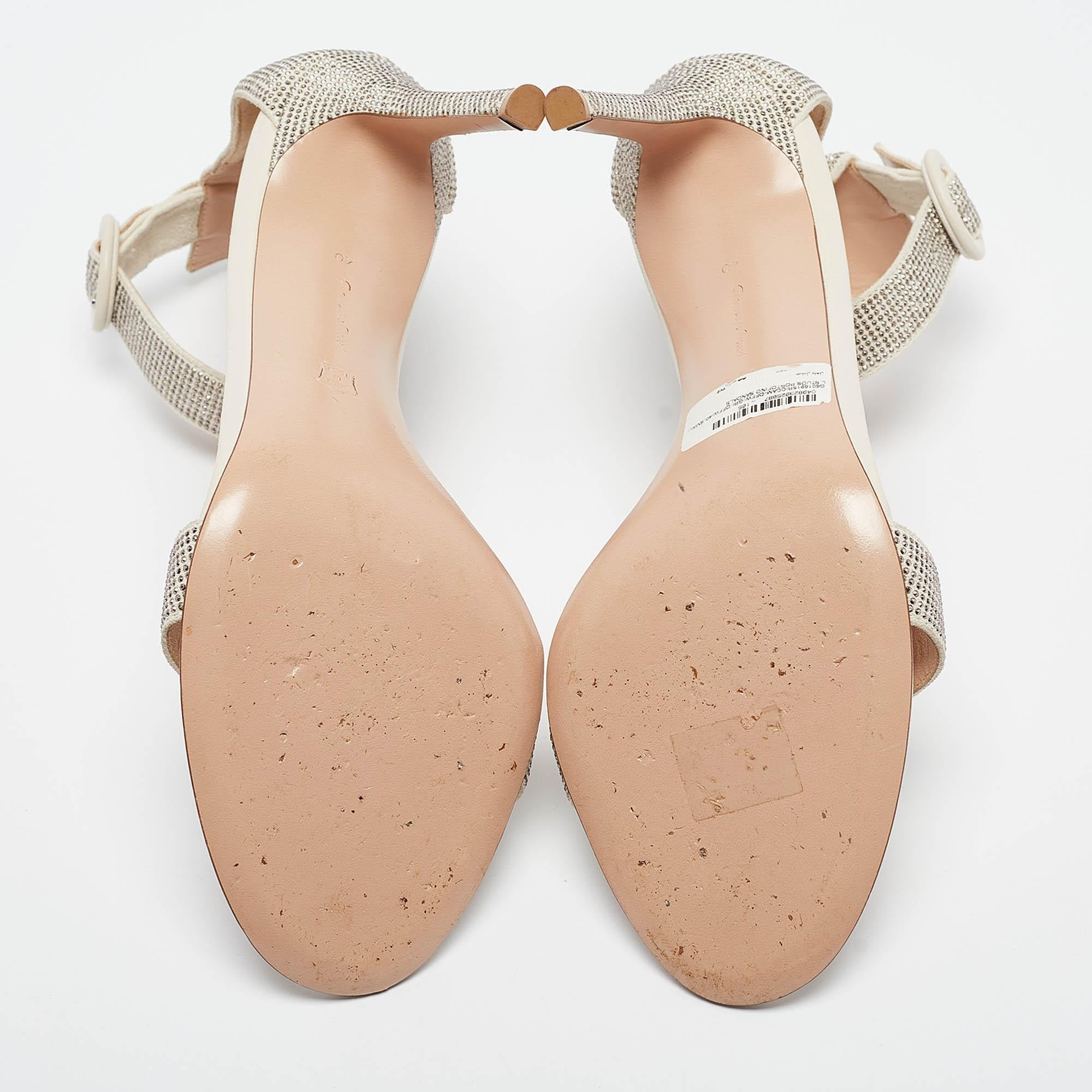 Gianvito Rossi Off White Suede Embellished Portofino Ankle Cuff Sandals Size 40 2