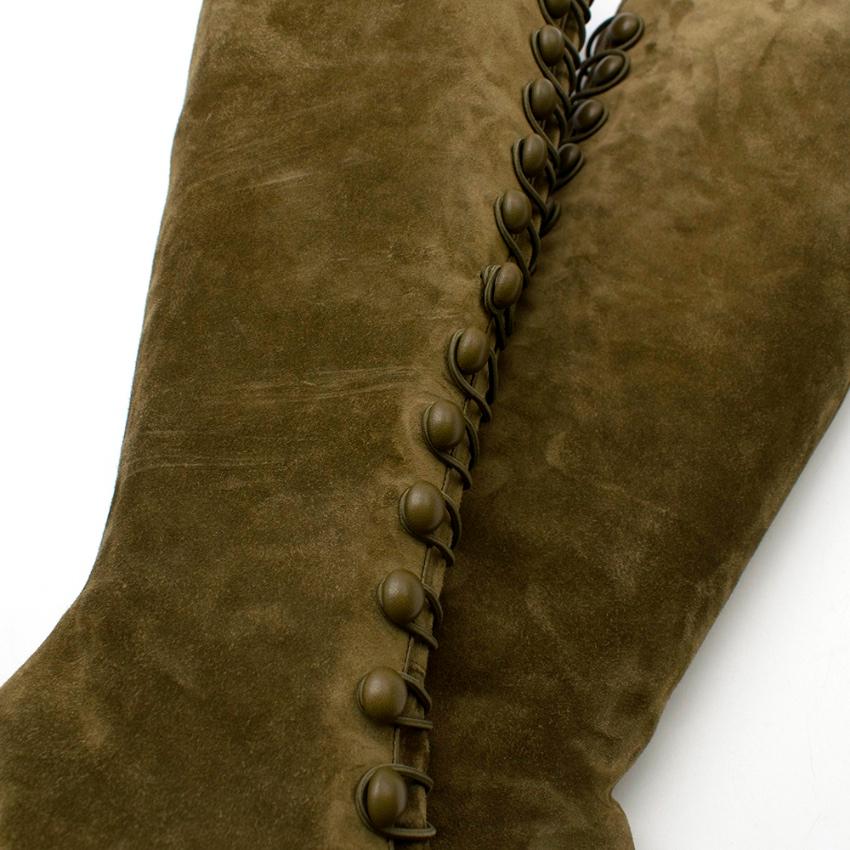 Gianvito Rossi Olive Green Suede Knee-High Boots 39 In Excellent Condition In London, GB