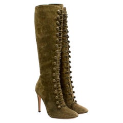 Gianvito Rossi Bottes au genou en daim vert olive 39