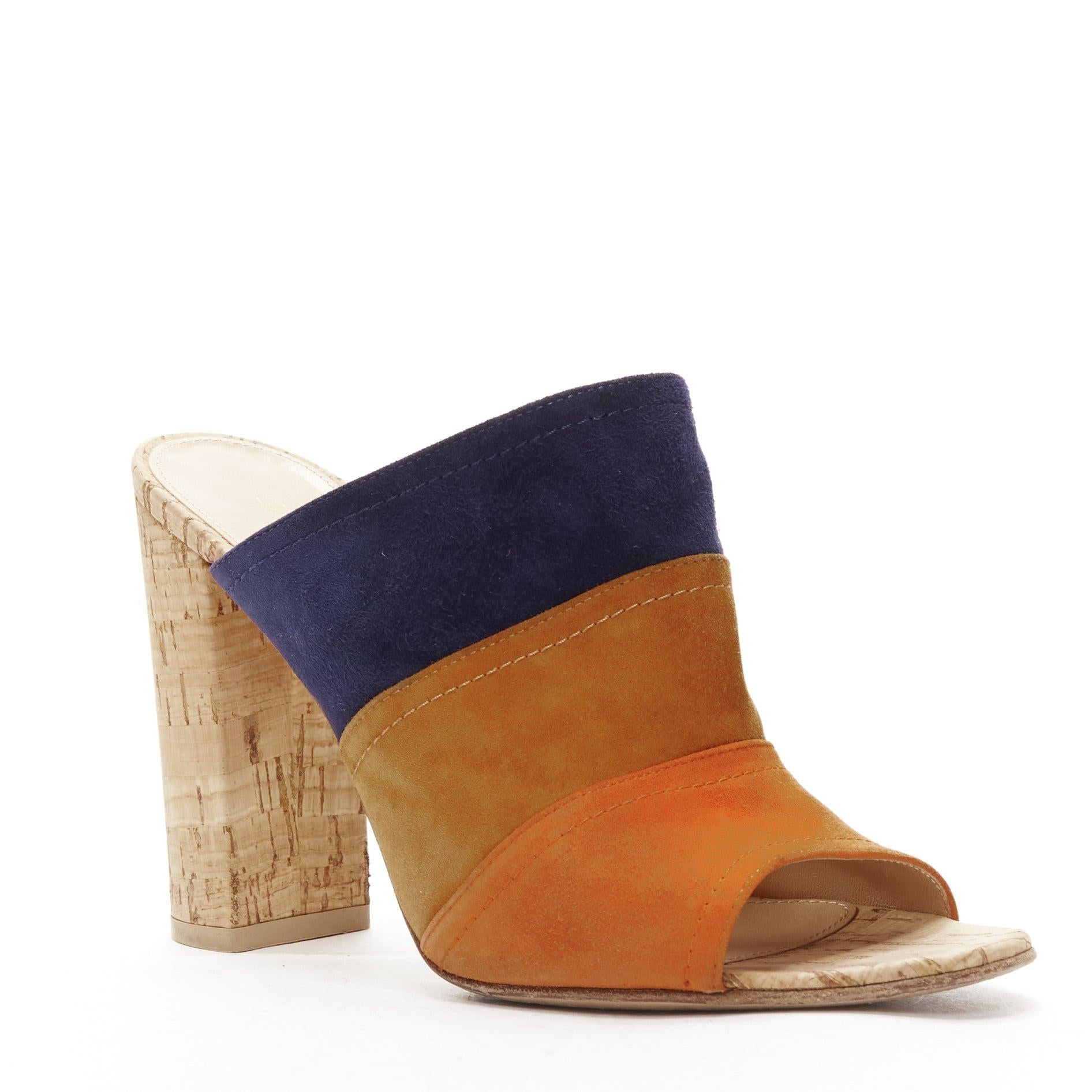 GIANVITO ROSSI orange brown navy suede leather color block cork mules EU37
Reference: MEKK/A00010
Brand: Gianvito Rossi
Material: Suede, Cork
Color: Brown, Orange
Pattern: Solid
Closure: Slip On
Lining: Nude Leather
Made in: