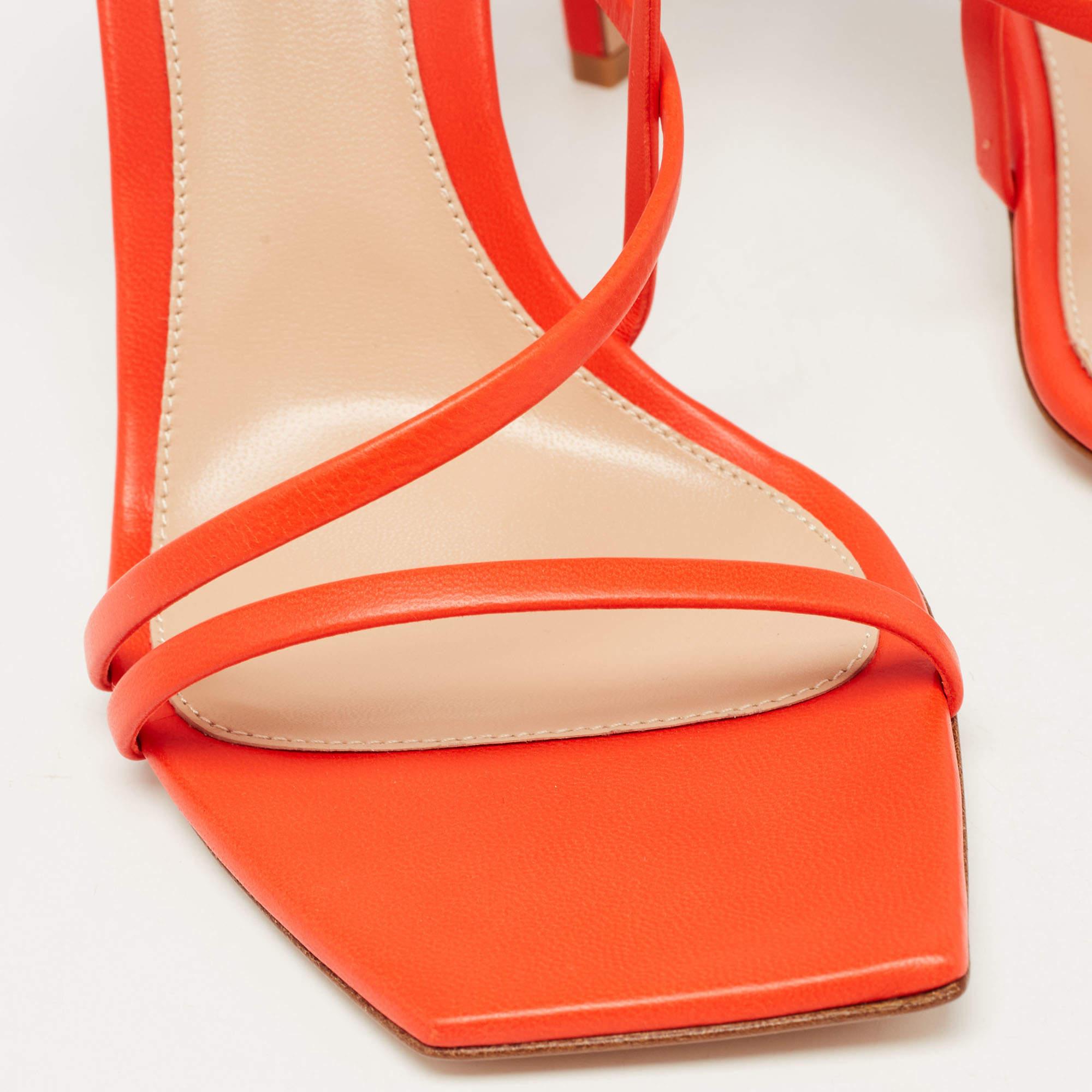 Gianvito Rossi Orange Leather Ankle Strap Size 40.5 4