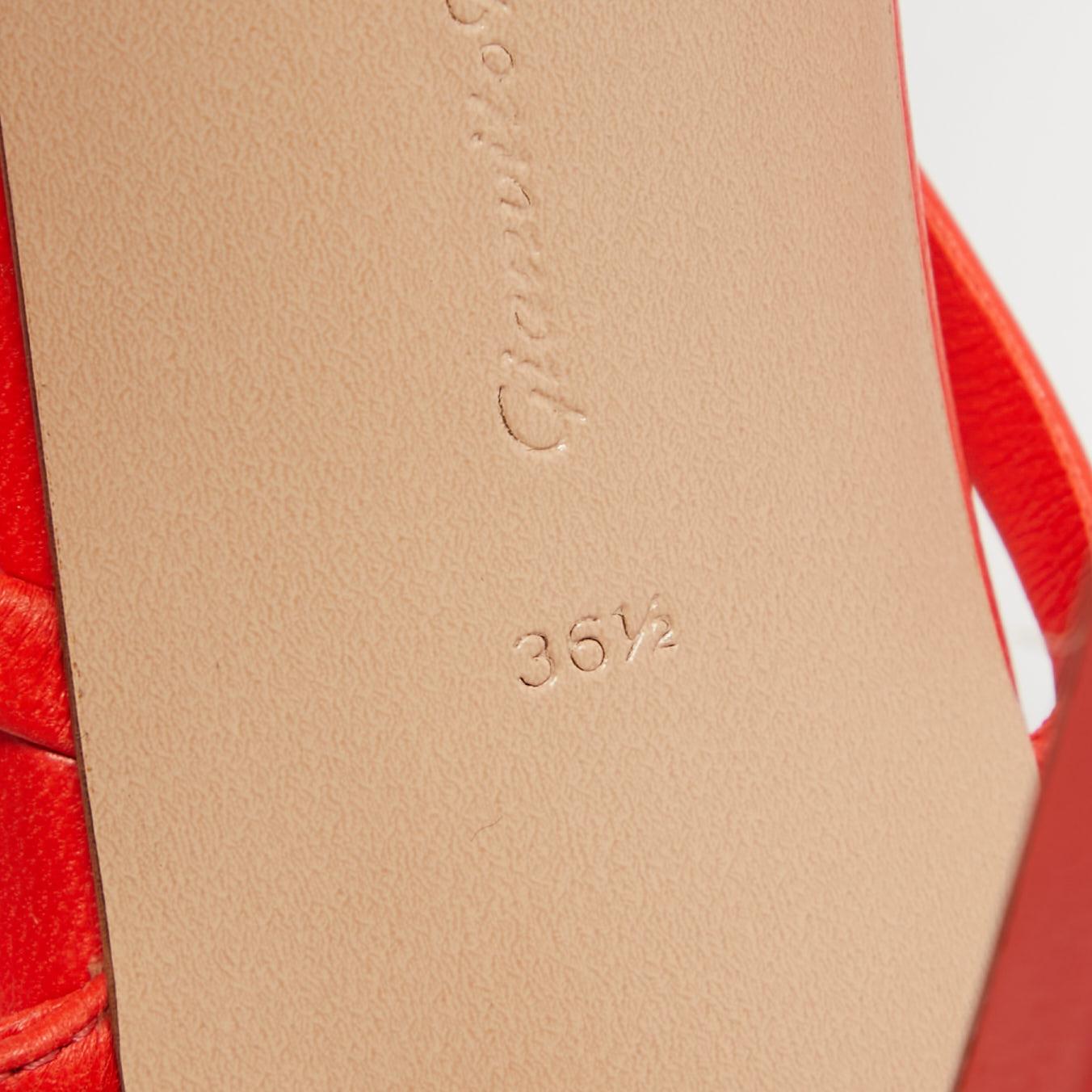 Gianvito Rossi Orange Leather Manilla Sandals Size 36.5 For Sale 3
