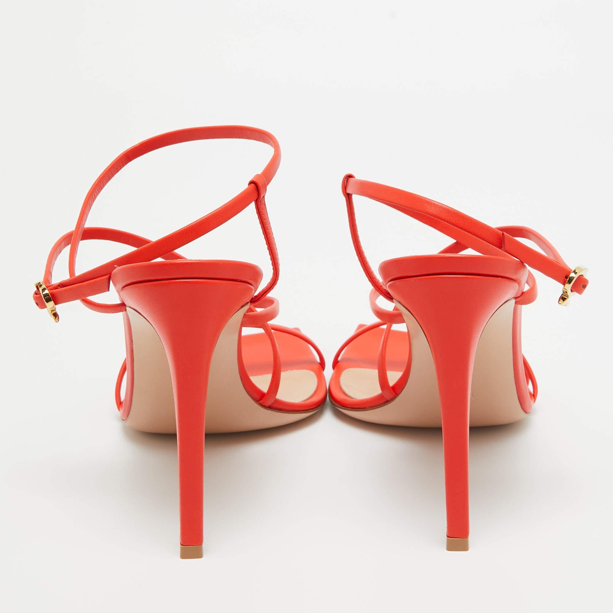 Gianvito Rossi Orange Leather Manilla Sandals Size 40 For Sale 1