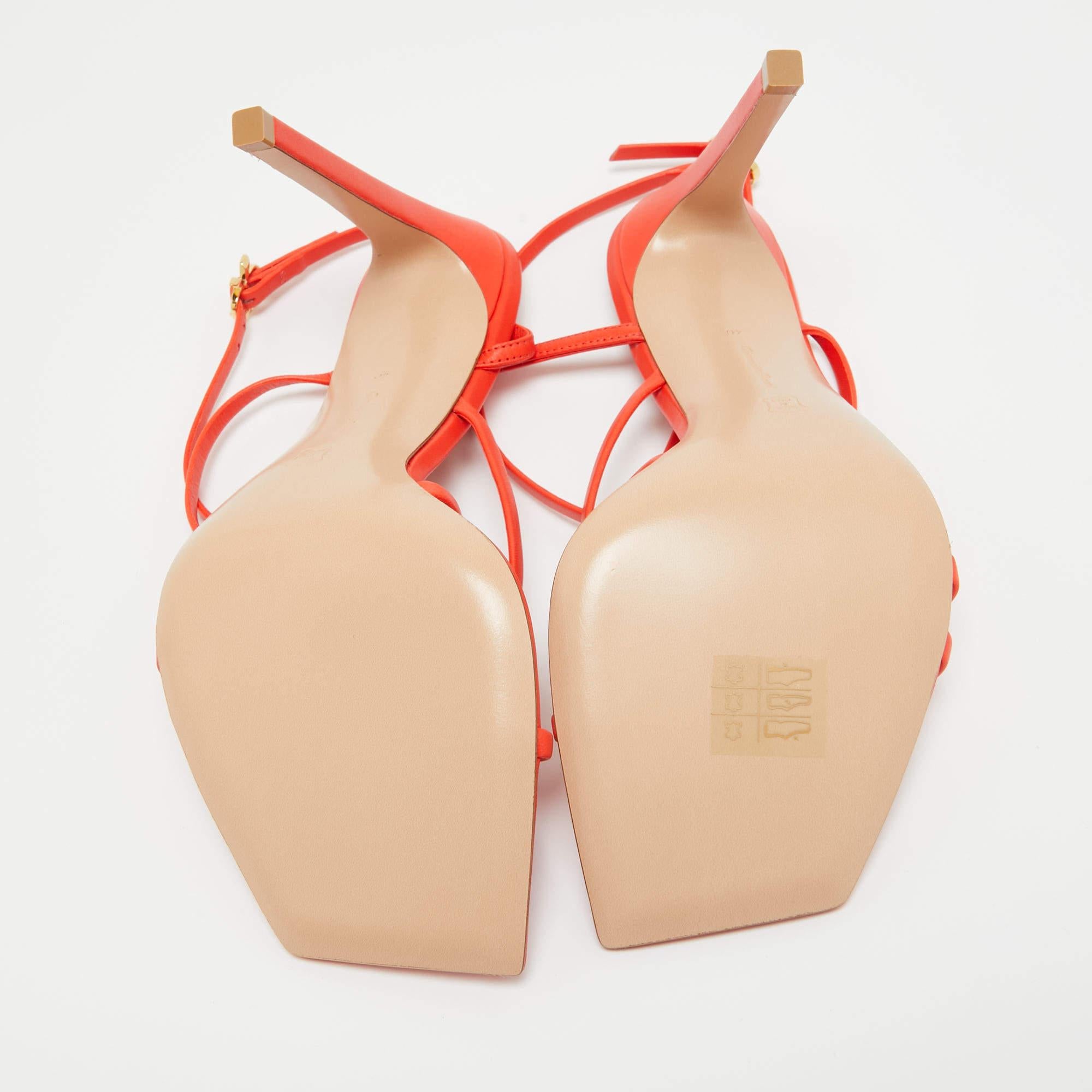 Gianvito Rossi Orange Leather Manilla Sandals Size 40 For Sale 2