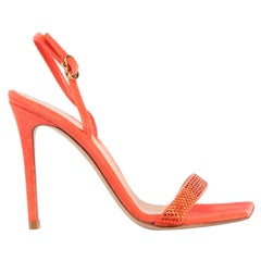 Gianvito Rossi Orange Velvet Britney Heeled Sandals Size IT 36.5