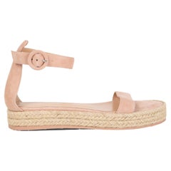GIANVITO ROSSI pale pink suede PORTOFINO ESPADRILLE Sandals Shoes 38.5