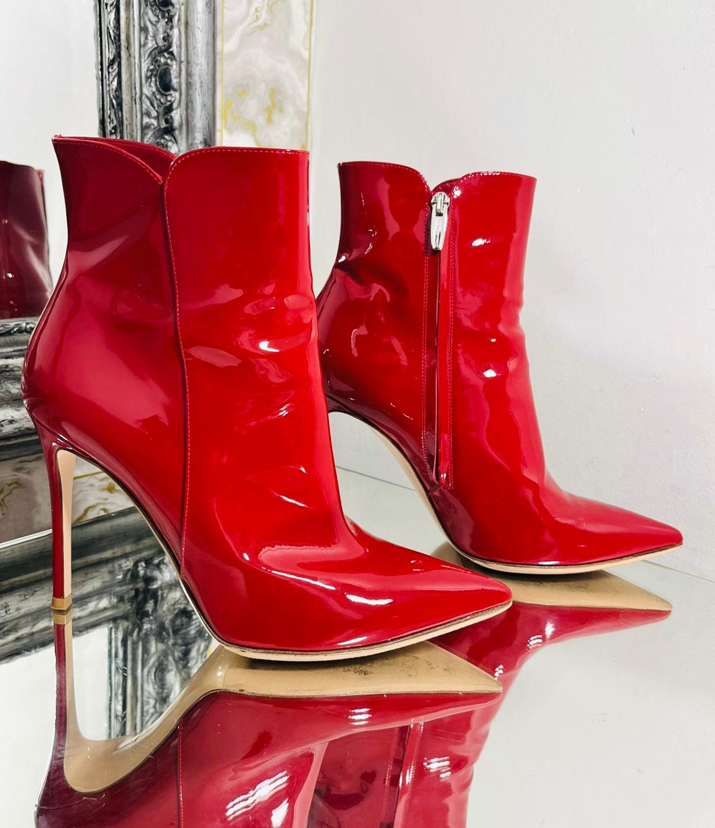 Gianvito Rossi Patent Leather Ankle Boots In Excellent Condition For Sale In London, GB