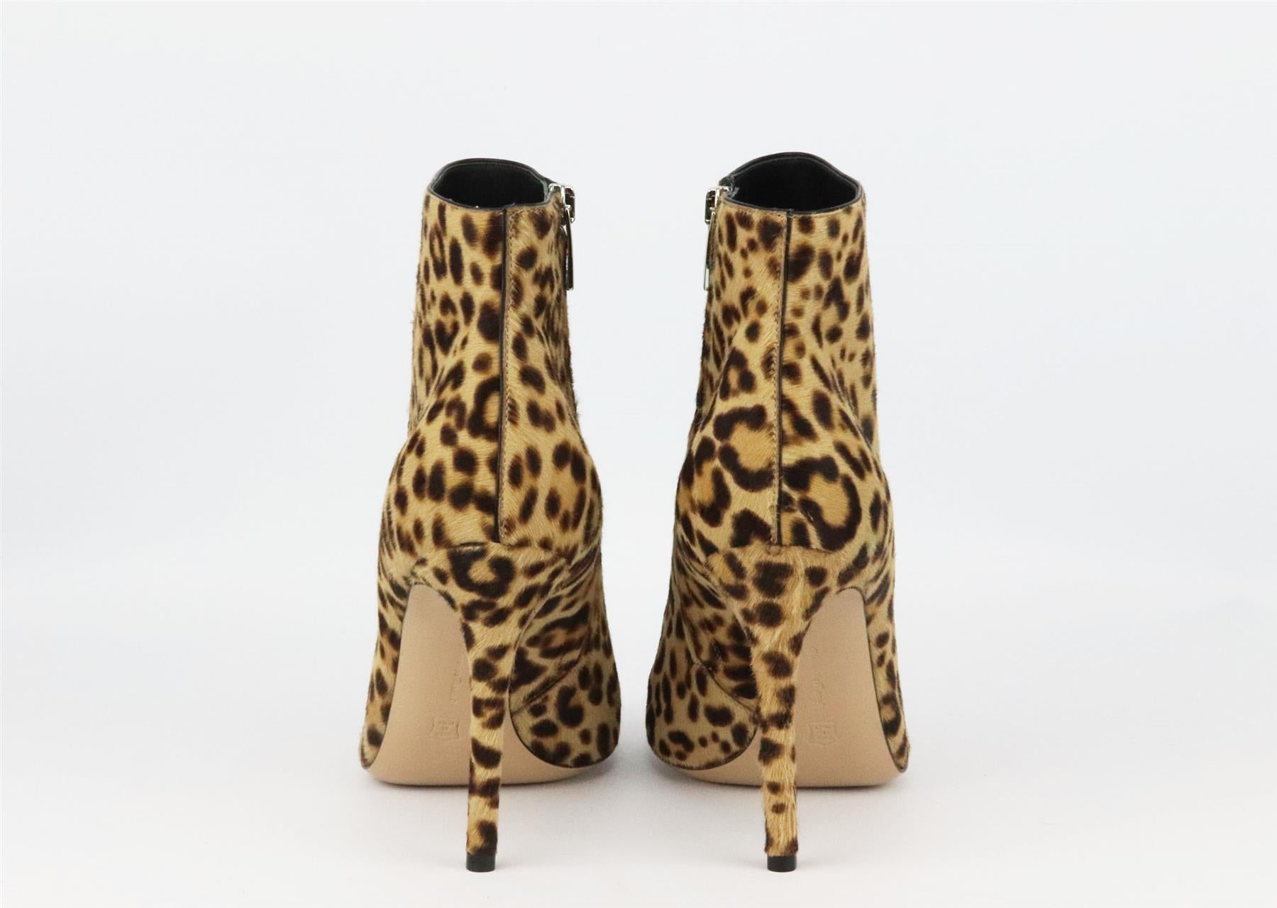 leopard print peep toe booties
