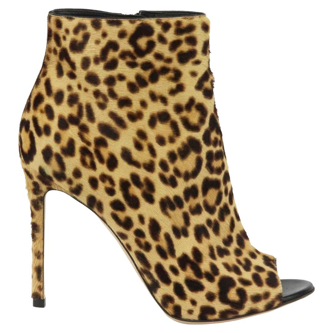 Gianvito Rossi Peep Toe Leopard Print Calf Hair Ankle Boots EU38.5 UK 5.5  US 8.5 at 1stDibs | leopard peep toe booties, animal print peep toe  booties, leopard open toe booties