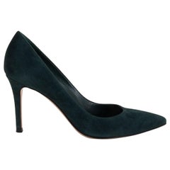 GIANVITO ROSSI petrol green suede GIANVITO 85 Pumps Shoes 36.5