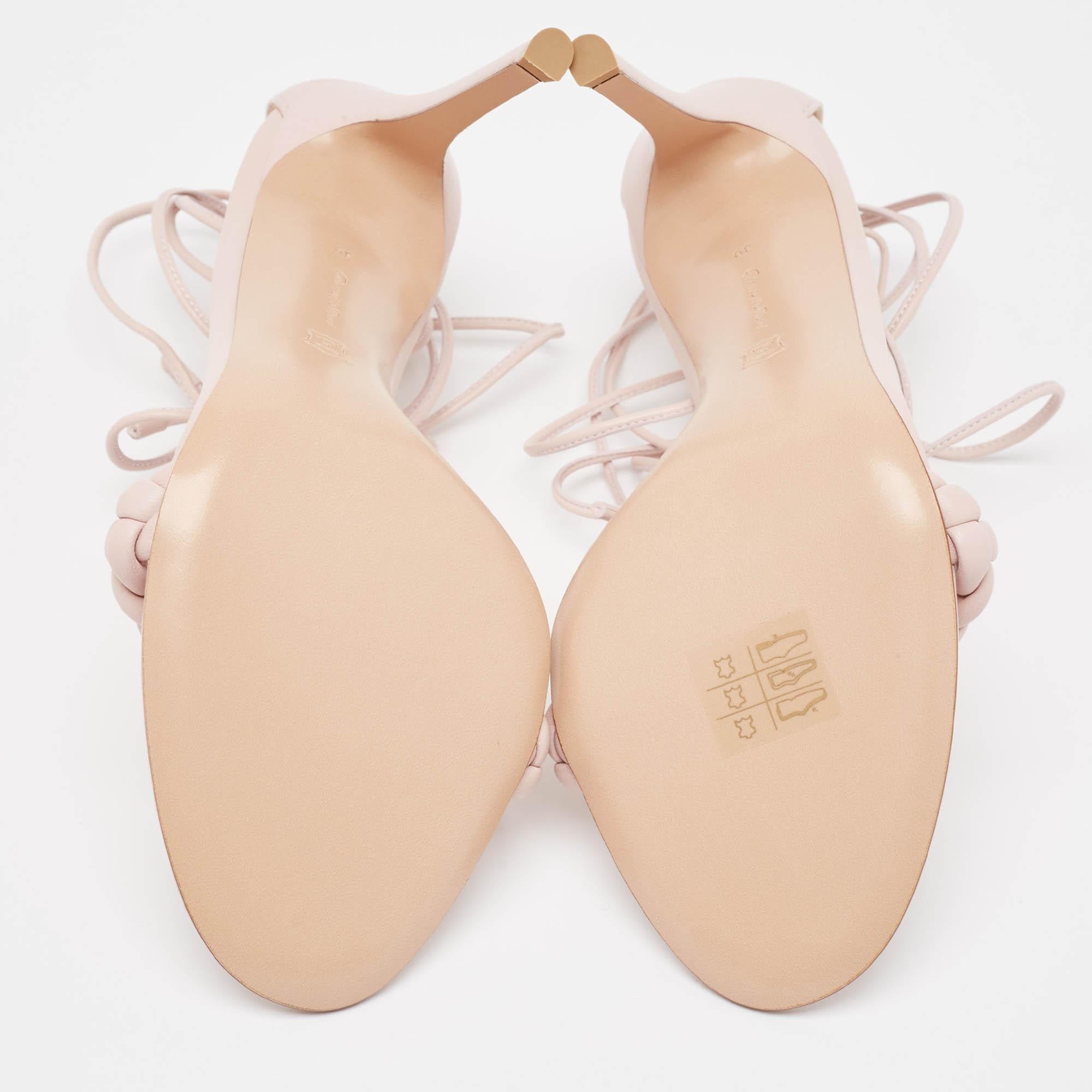 Beige Gianvito Rossi Sandali Leomi in pelle intrecciata rosa taglia 38.5