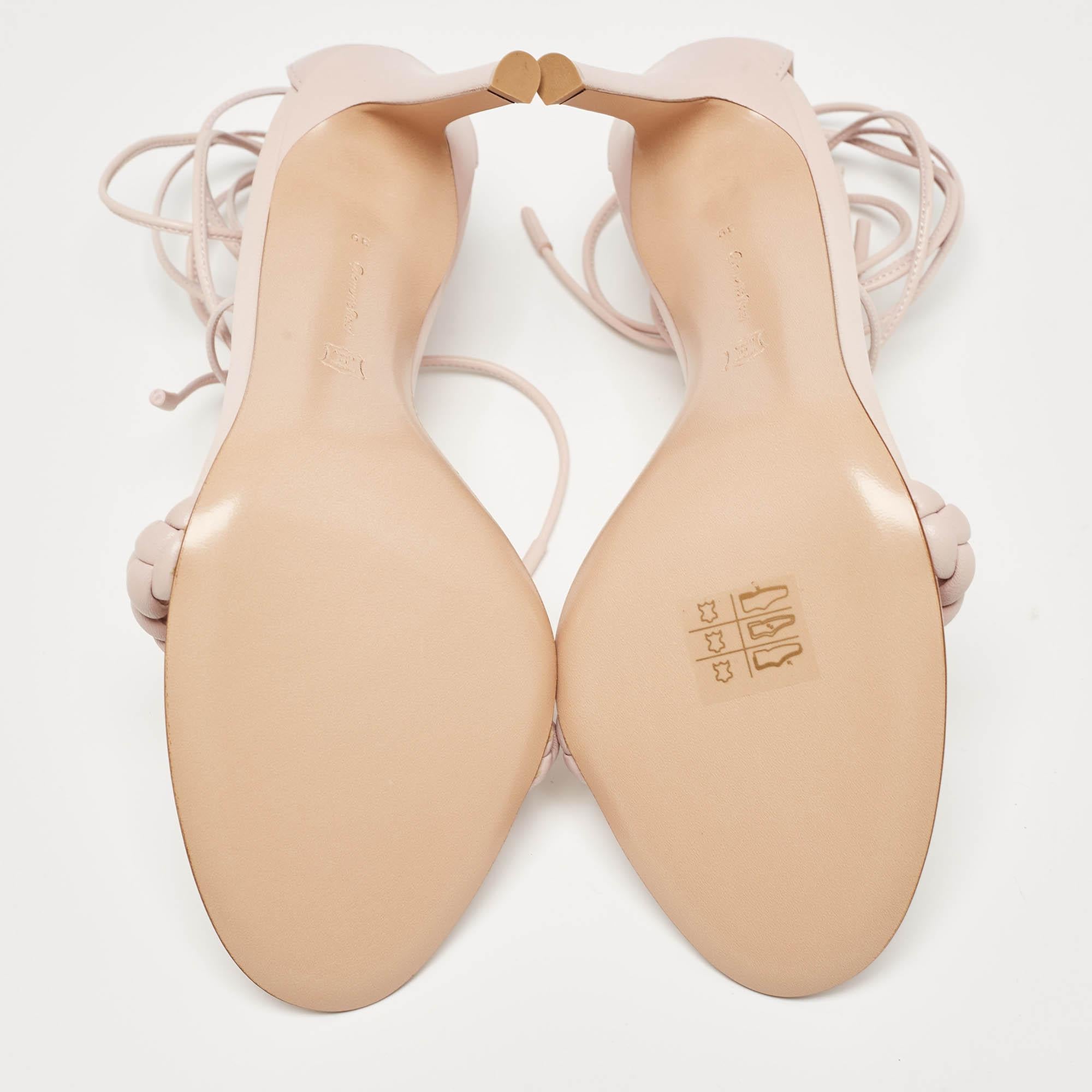 Gianvito Rossi - Sandales Leomi en cuir tressé rose, taille 39 2
