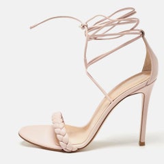 Gianvito Rossi - Sandales Leomi en cuir tressé rose, taille 39