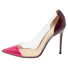 Gianvito Rossi Pink/Burgundy Patent Leather and PVC Plexi Pumps Size 41
