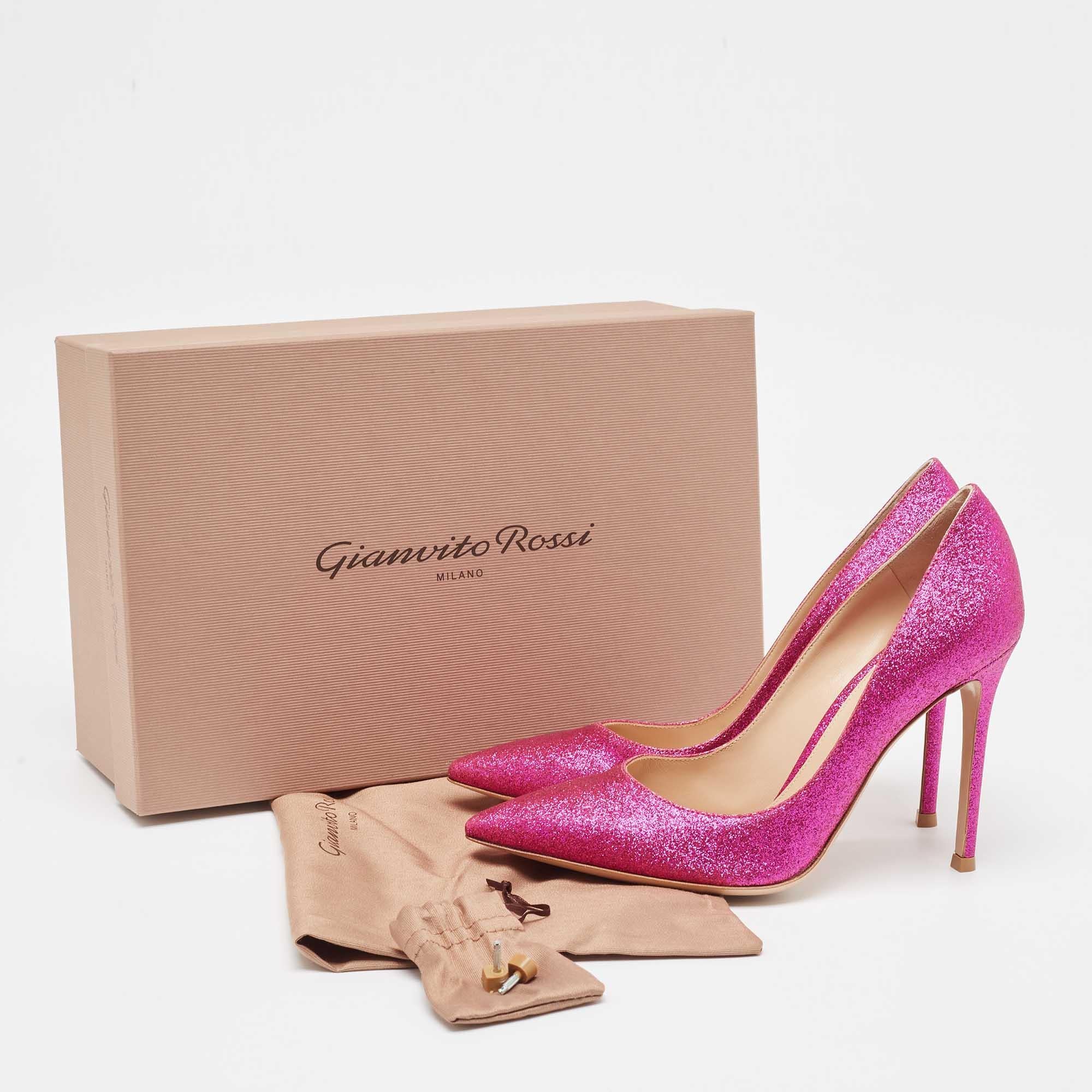 Gianvito Rossi Pink Glitter Gianvito Pumps Size 38 For Sale 5