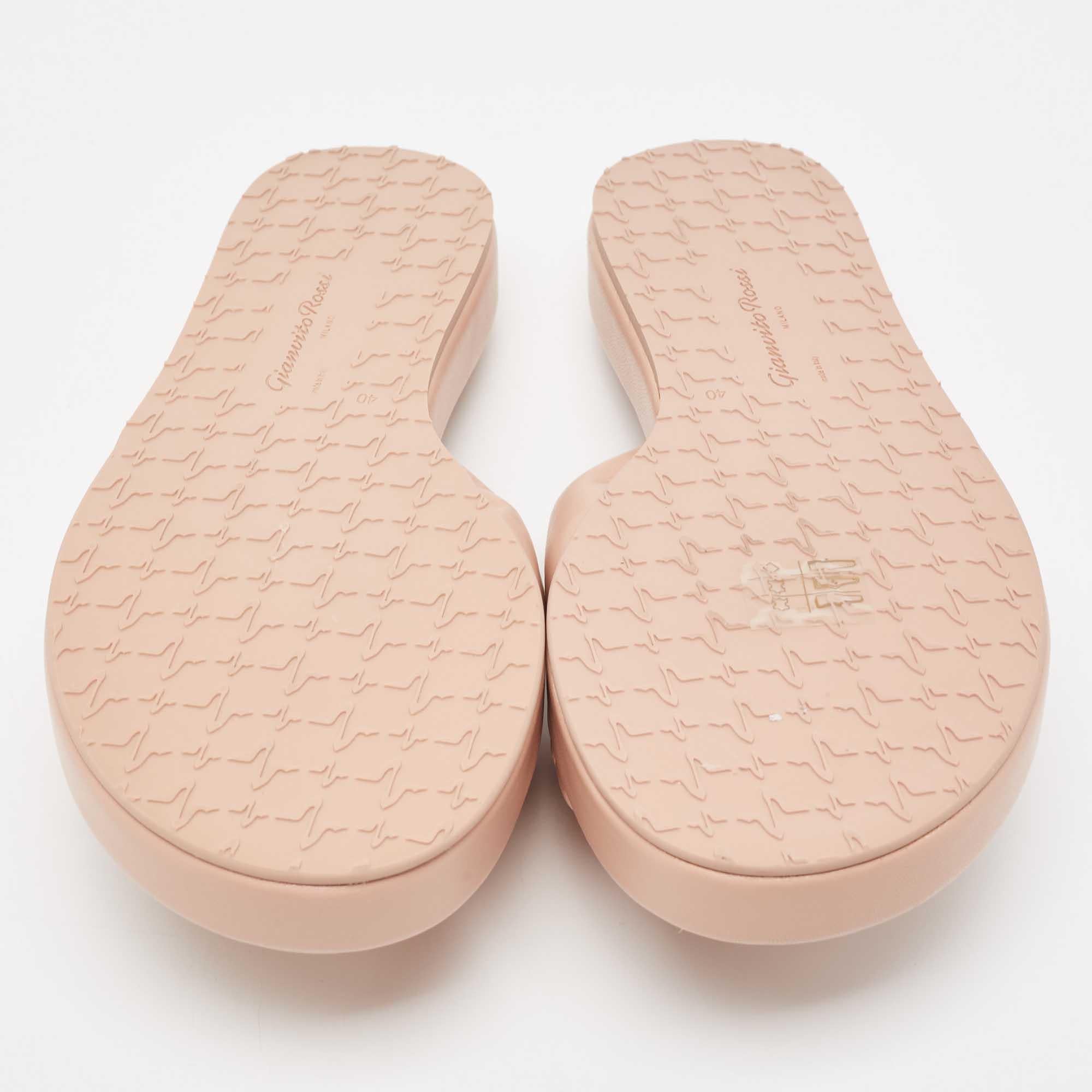Gianvito Rossi Pink Leather Alima Sandals Size 40 For Sale 1