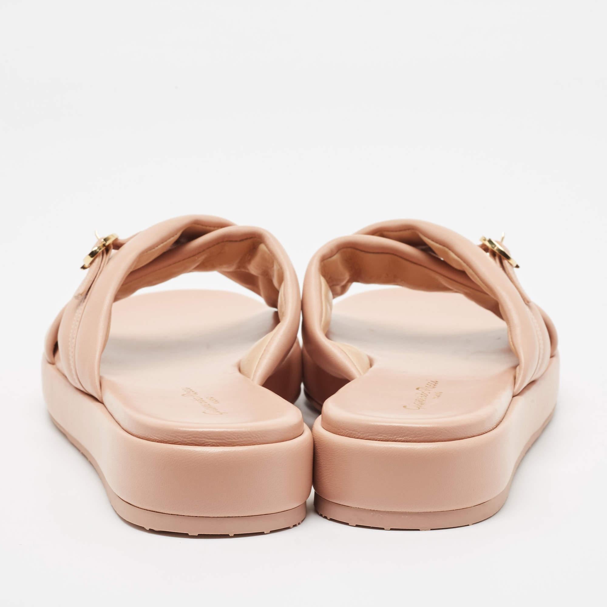 Donna Gianvito Rossi, pelle rosa, Alima Slide Flats 41,5 in vendita