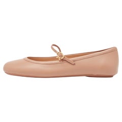 Gianvito Rossi Pink Leather Mary Jane Ballet Flats Size 38