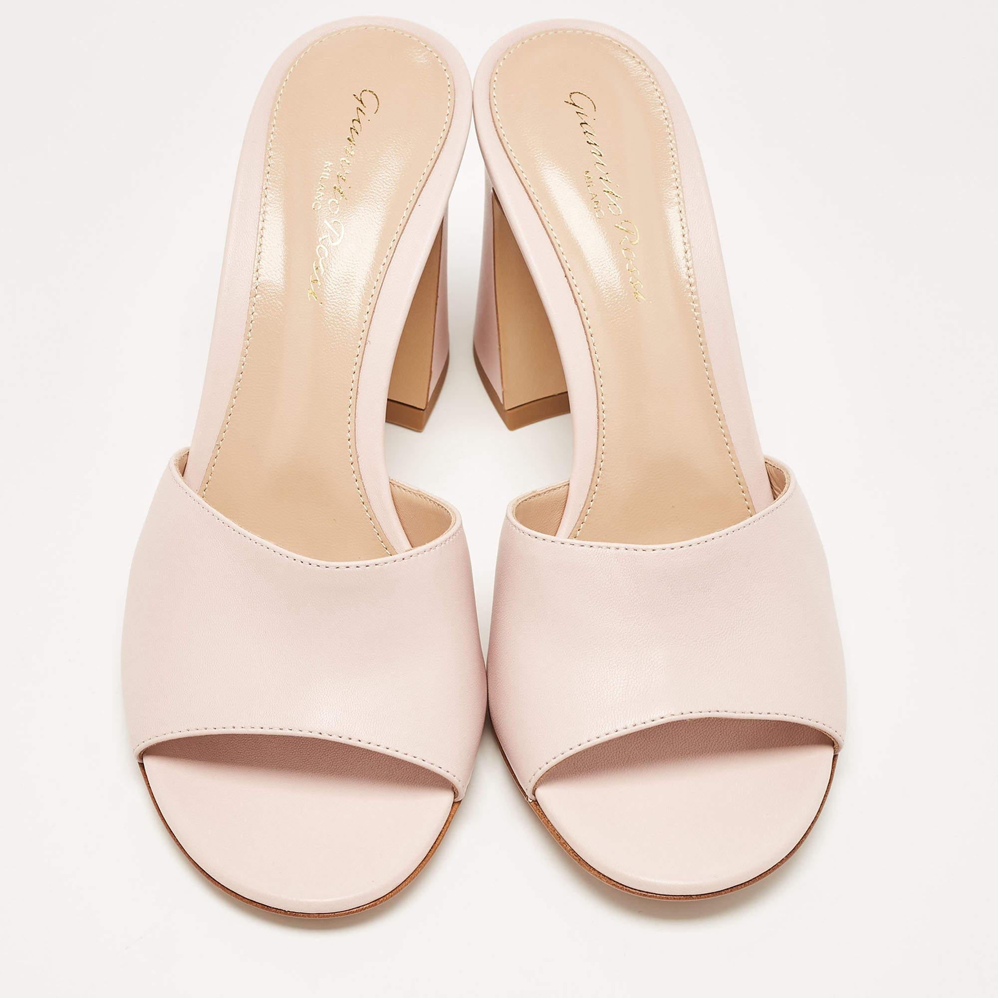 These Gianvito Rossi Wynn mules will frame your feet in an elegant manner. Crafted from quality materials, they flaunt a classy display, comfortable insoles & durable heels.

Includes
Original Dustbag, Original Box, Info Card