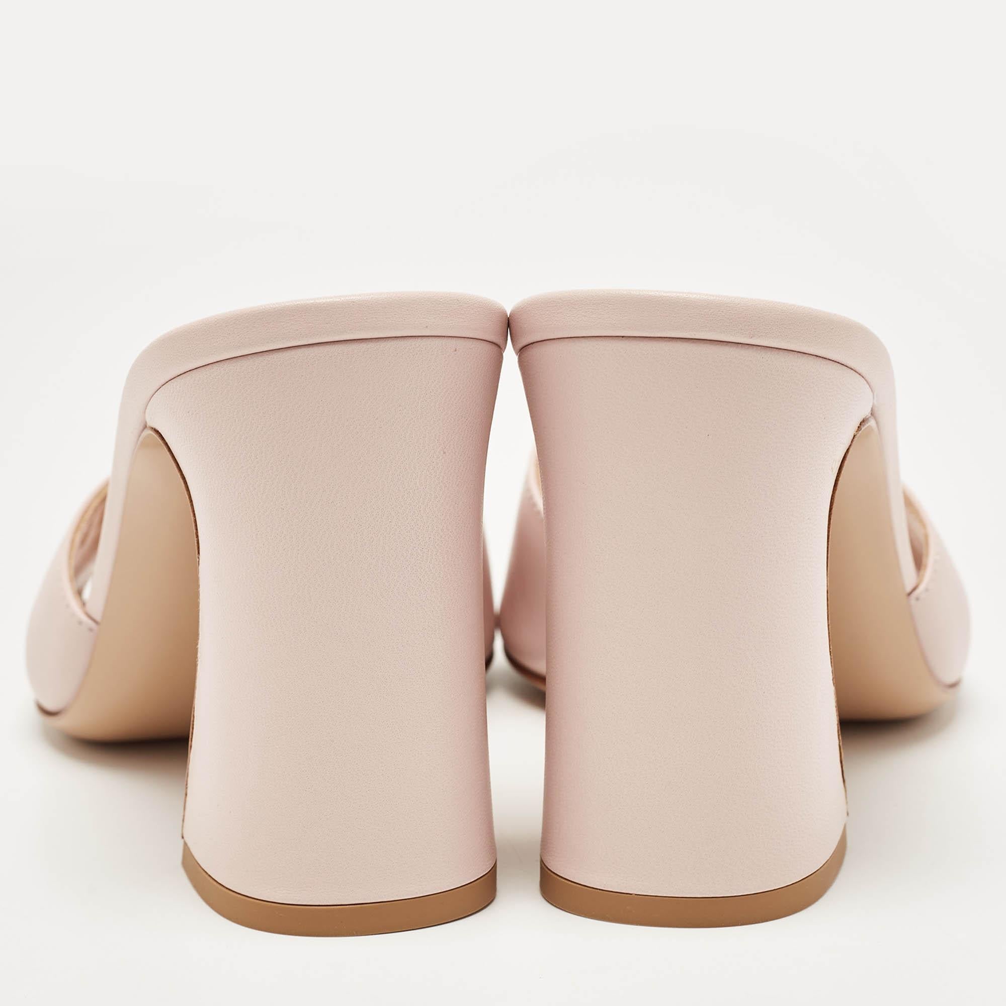 Gianvito Rossi Pink Leather Wynn Mules Size 38.5 For Sale 1