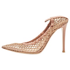 Gianvito Rossi Pink Mesh and Leather Alisia Pumps Size 39