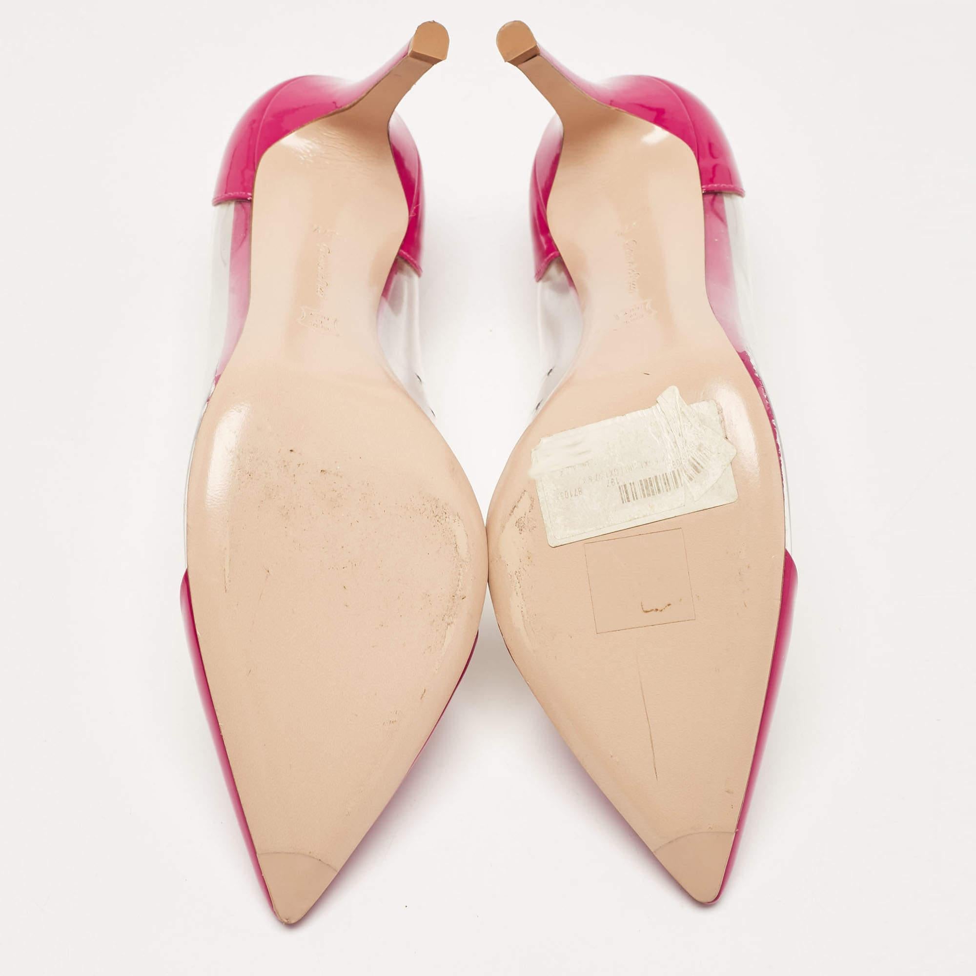 Gianvito Rossi Pink Patent Leather and PVC Plexi Pumps Size 37.5 1