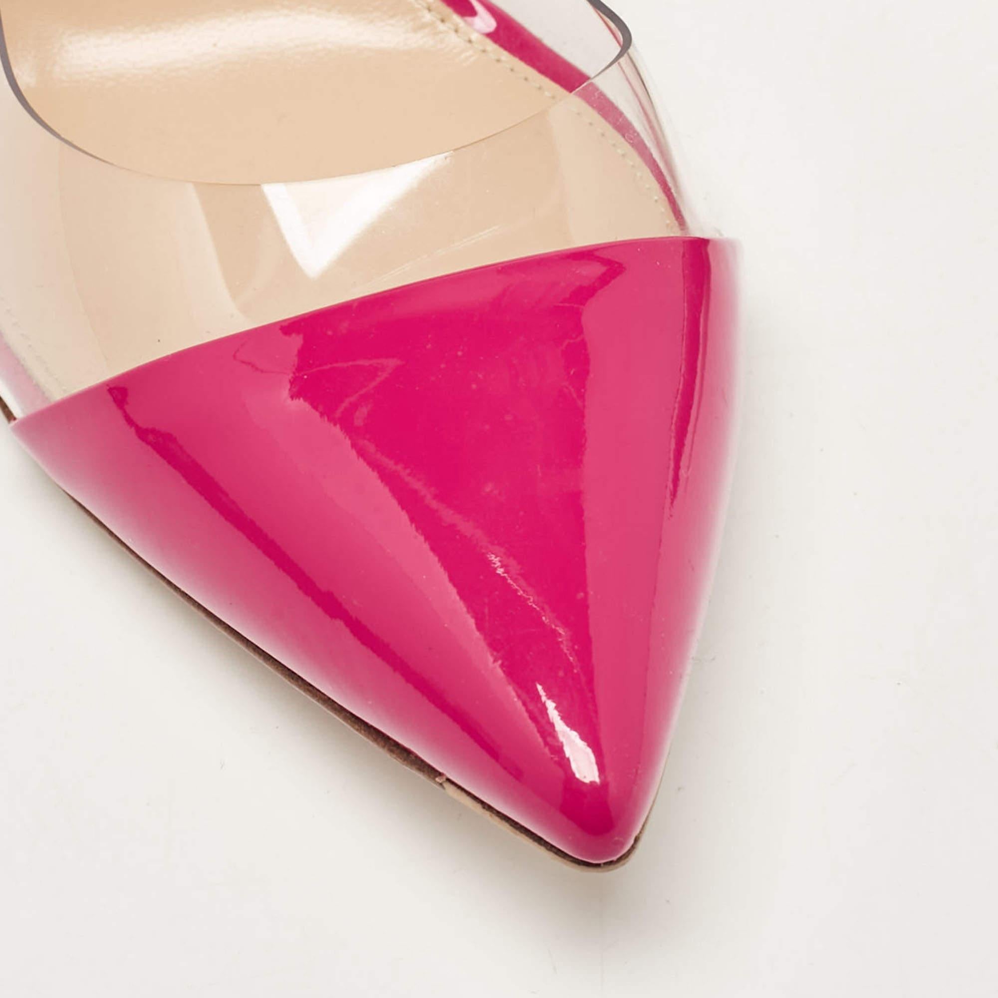 Gianvito Rossi Pink Patent Leather and PVC Plexi Pumps Size 37.5 3