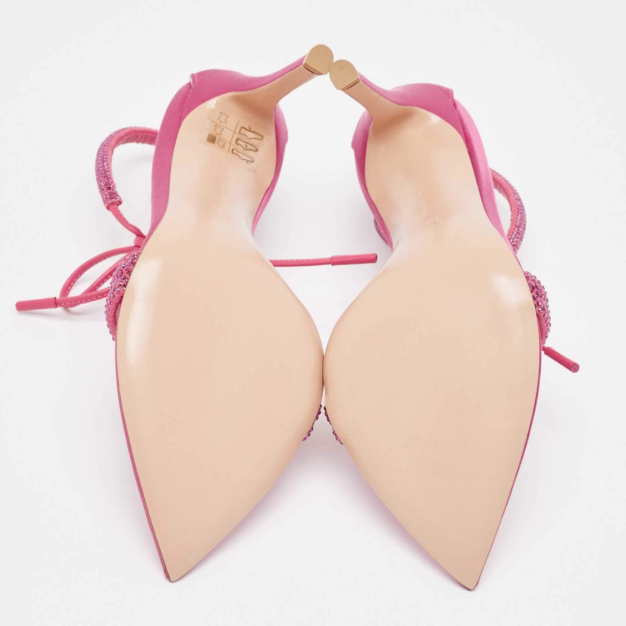 Gianvito Rossi Pink Satin Embellished Montecarlo Sandals Size 35 1