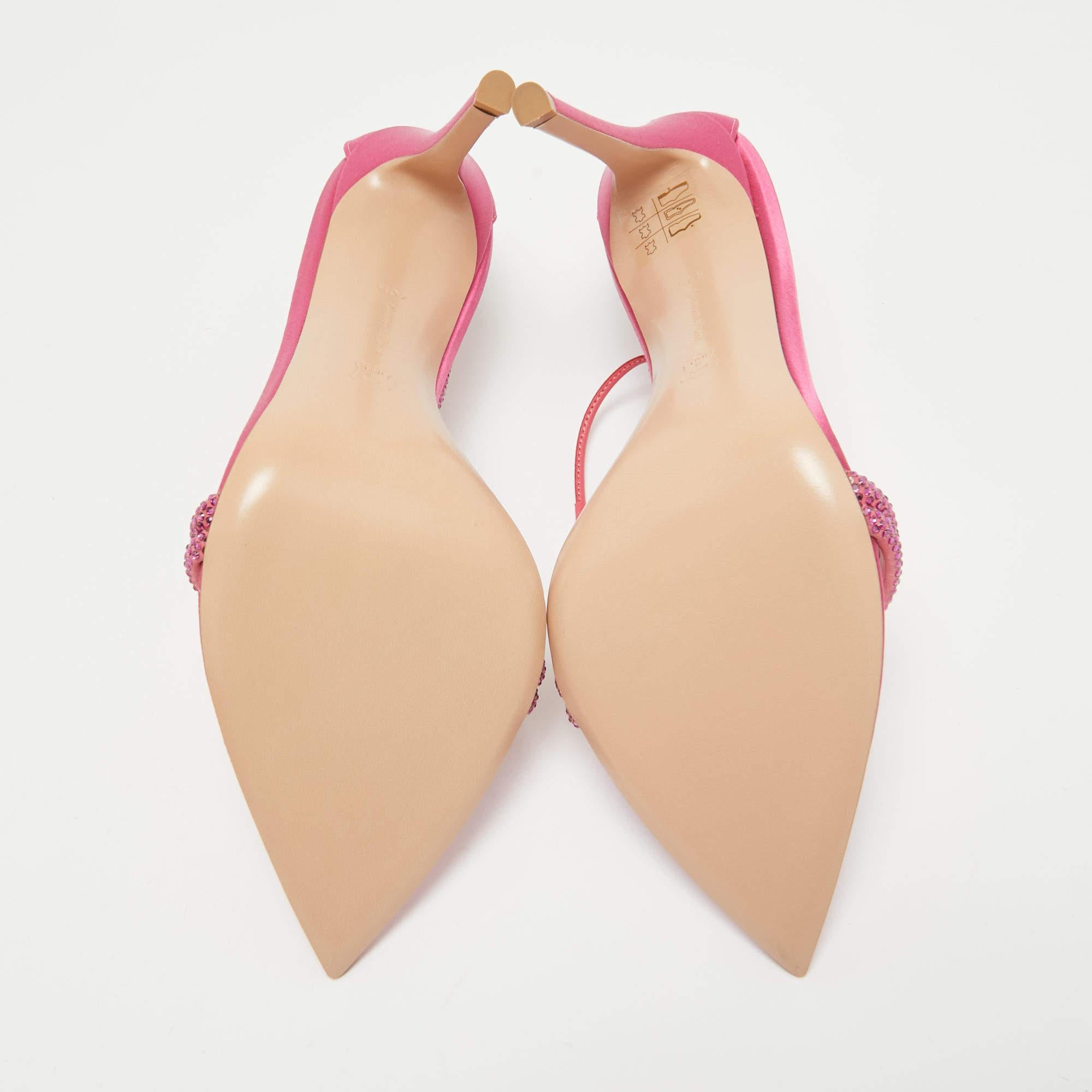 Gianvito Rossi Sandalias Montecarlo de satén rosa con adornos Talla 40.5 en venta 1