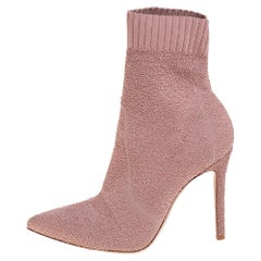 Gianvito Rossi Pink Stretch Fabric Ankle Boots Size 40.5