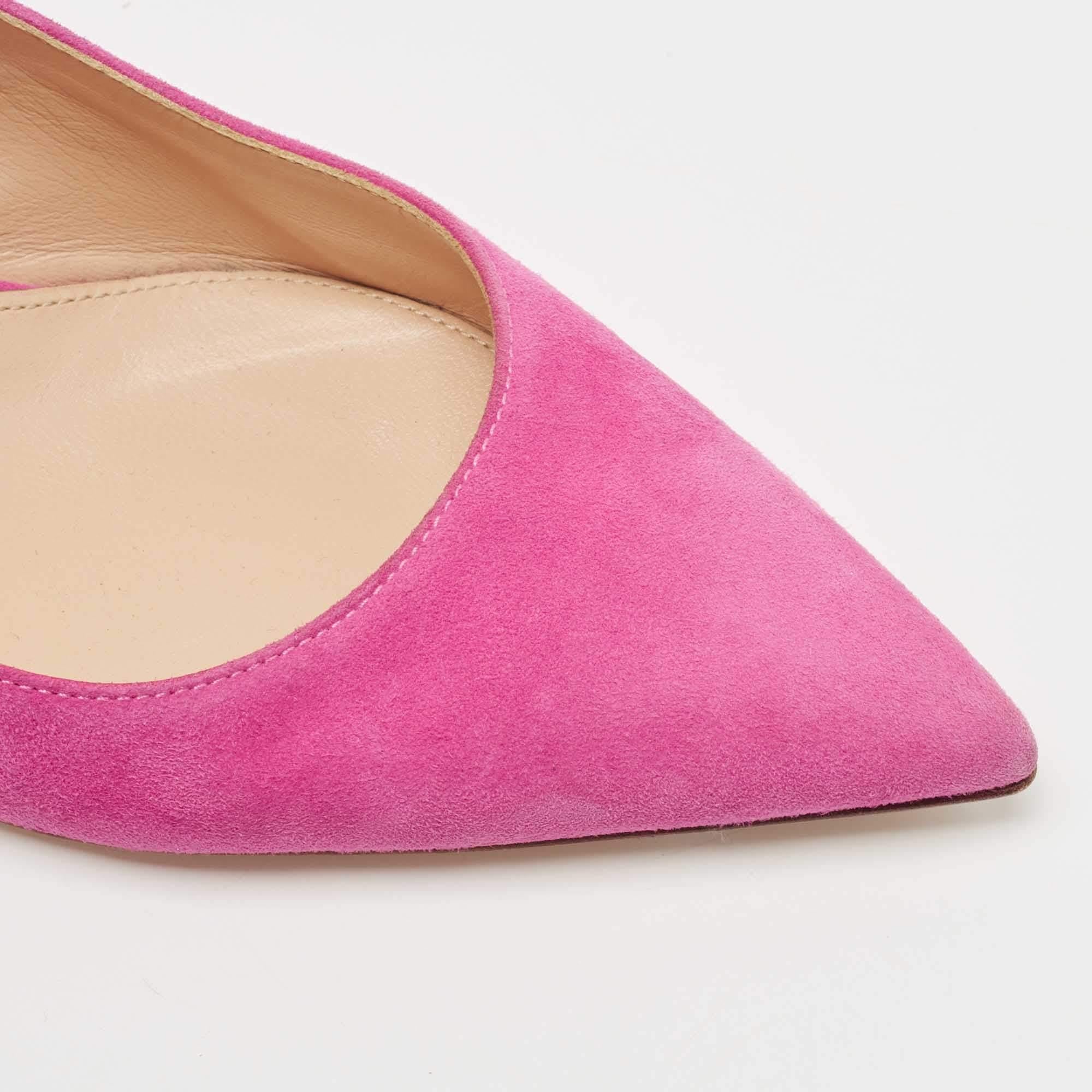Gianvito Rossi Pink Suede and PVC Slingback Pumps Size 37.5 1