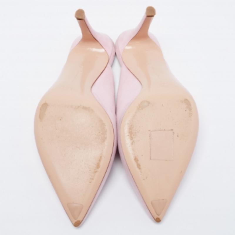Gray Gianvito Rossi Pink Suede Pointed Toe Mules Size 34 For Sale