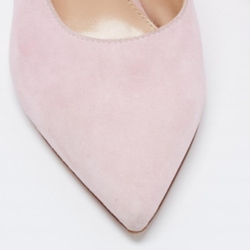 Gianvito Rossi Pink Suede Pointed Toe Mules Size 34 For Sale 1