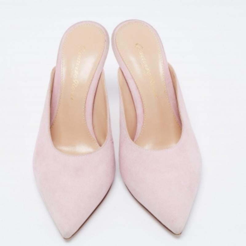 Gianvito Rossi Pink Suede Pointed Toe Mules Size 34 For Sale 3