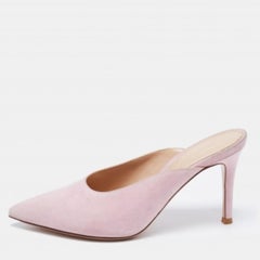 Gianvito Rossi Pink Suede Pointed Toe Mules Size 34