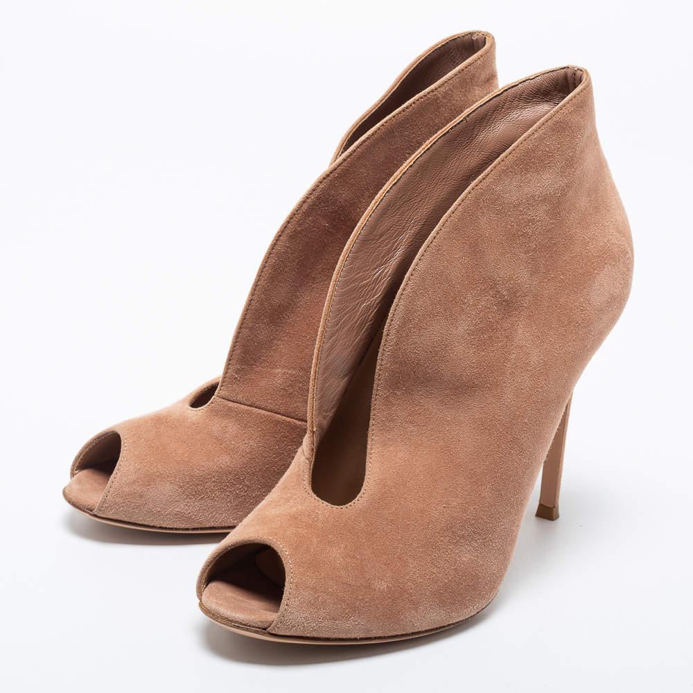 Gianvito Rossi Pink Suede Vamp Booties Size 40 2