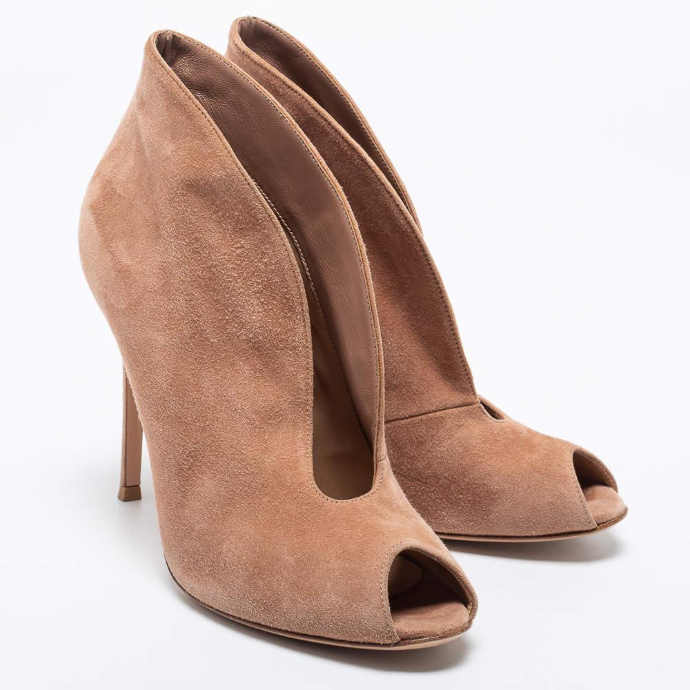 Gianvito Rossi Pink Suede Vamp Booties Size 40 3