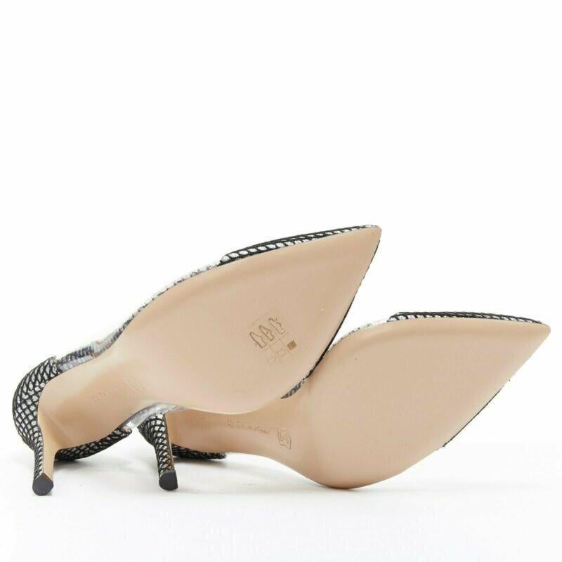 GIANVITO ROSSI Plexi 100 silver glitter black mesh PVC point toe pump EU37 For Sale 1