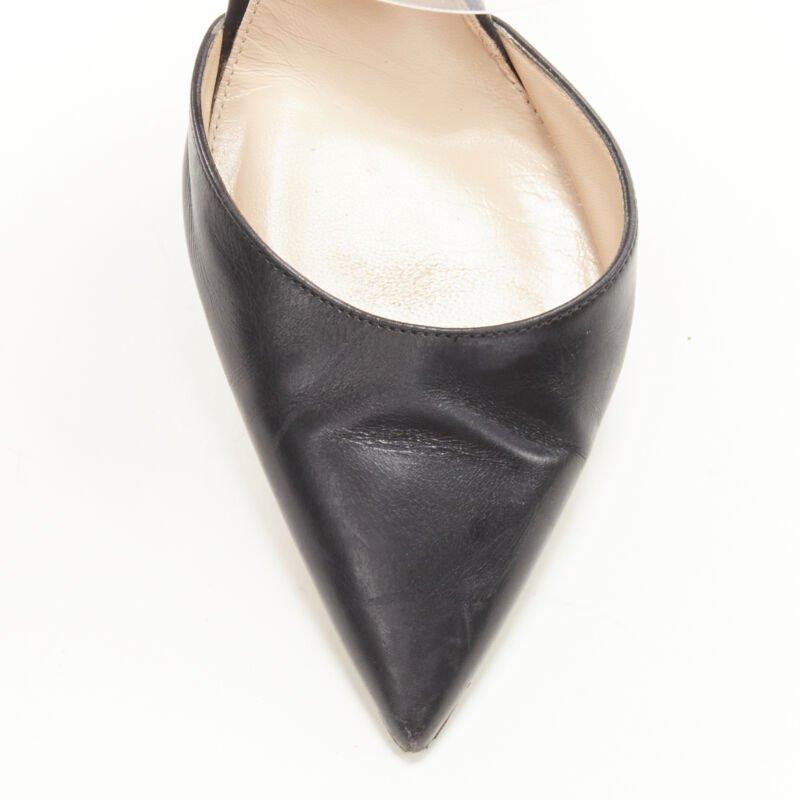 GIANVITO ROSSI Plexi black leather toe clear PVC mule heel EU39 US9 1