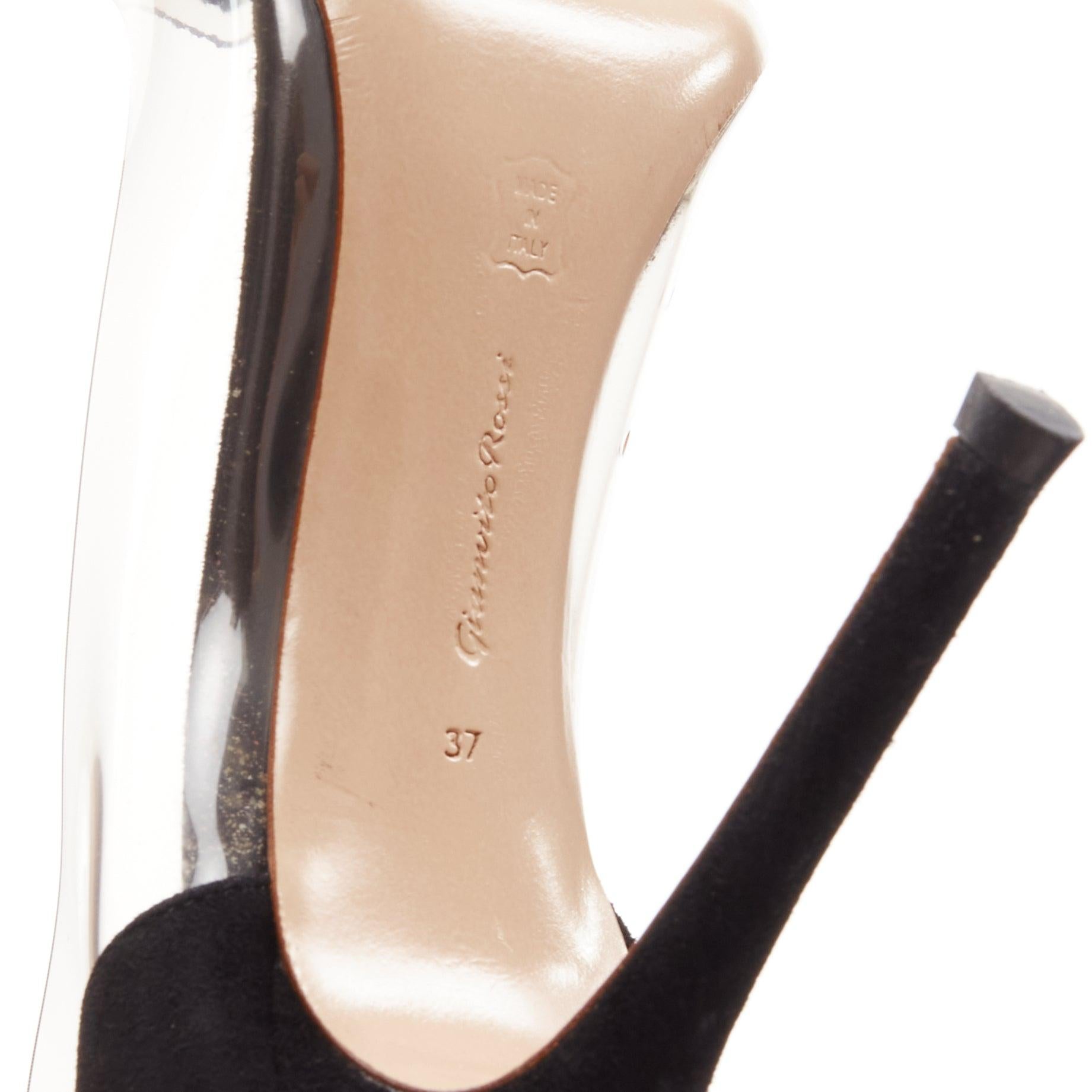 GIANVITO ROSSI Plexi black suede PVC pigalle pump EU37 5