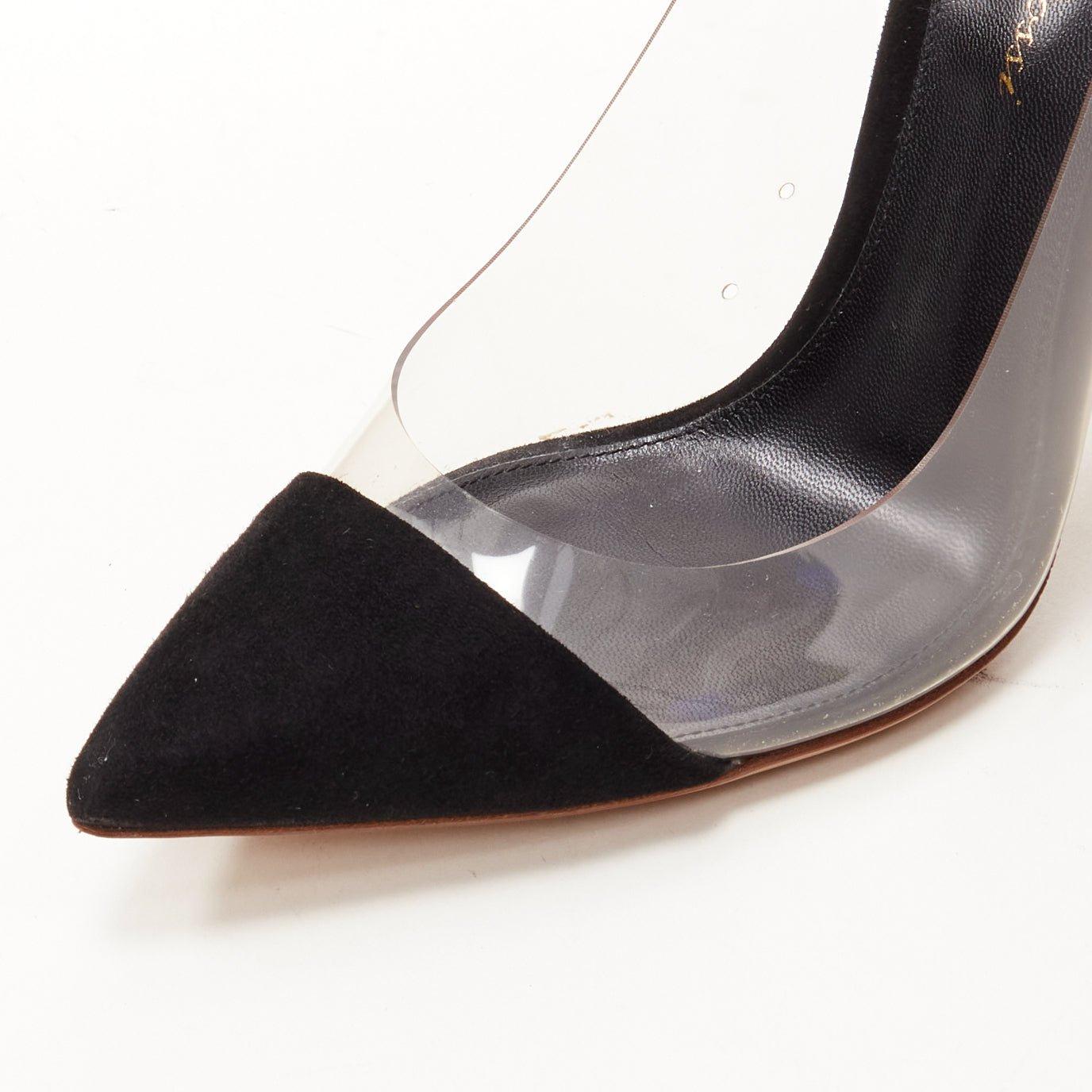 GIANVITO ROSSI Plexi black suede PVC pigalle pump EU37 6