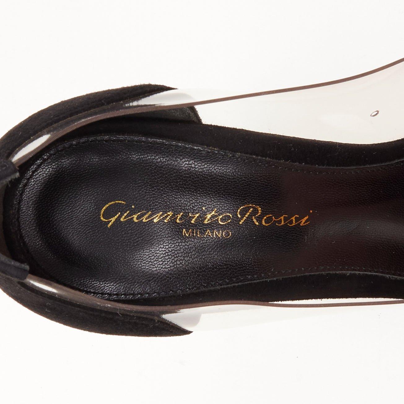 GIANVITO ROSSI Plexi black suede PVC pigalle pump EU37 4