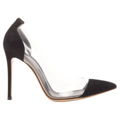 GIANVITO ROSSI Plexi black suede PVC pigalle pump EU37