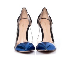 Gianvito Rossi, Plexi metallic blue pumps